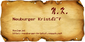 Neuburger Kristóf névjegykártya